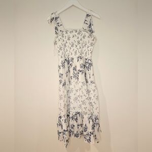 Anthropologie J Gee Floral White and Blue Women's Dress Size L
